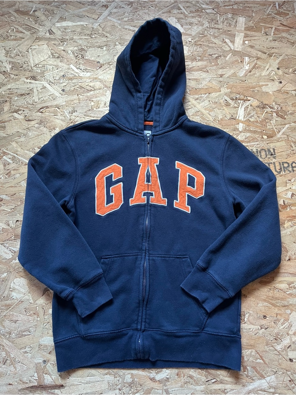 GAP Navy Blue Zip Hoodie with Orange embroided Logo